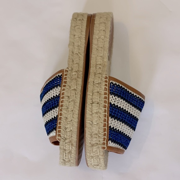 NWT Lafayette 148 Raffia Espadrille Slide EU 41/US 11 Cobalt Multi - Picture 4 of 7